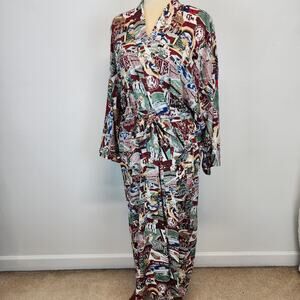 Reyn Spooner Texas A&M Robe Adult L/XL Kimono Sleeve Belted Rayon Allover Print